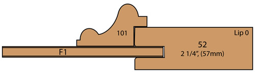 cross section of Rena cabinet Door with applied moulding